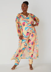 Abstract Print Cowl Neck Jumpsuit