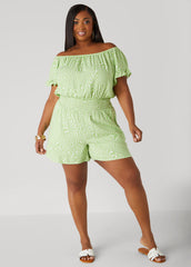 Off The Shoulder Swirl Romper