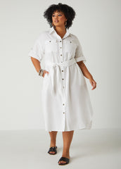 Linen Blend Shirtdress