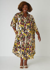Printed Midaxi A Line Shirtdress