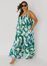 Swirl Print Wide Leg Jumpsuit