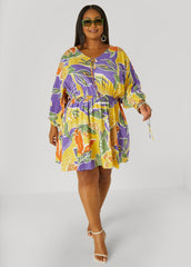 Tropical Print A Line Dress