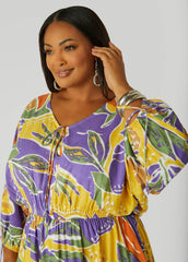 Tropical Print A Line Dress