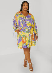 Tropical Print A Line Dress