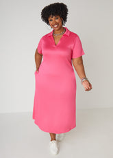 V Neck Polo Maxi Dress