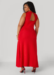 Textured Open Back Maxi Dress