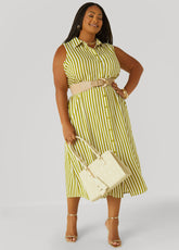Striped Button Front Shirtdress