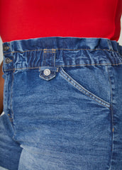Paperbag Denim Shorts