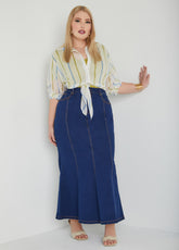 Mermaid Stretch Denim Maxi Skirt