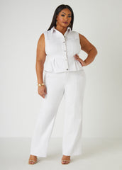 Tiered Peplum Denim Vest