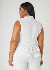 Tiered Peplum Denim Vest