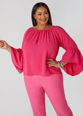 Textured Bell Sleeved Blouse