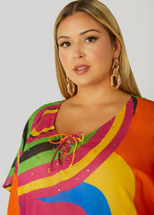 Printed Lace Up Tunic