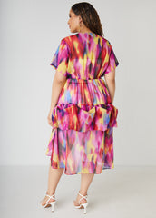 Tiered Watercolor Print Duster