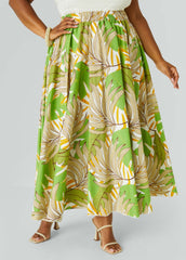 Leaf Print Maxi Skirt