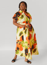 Watercolor Cotton Maxi Skirt