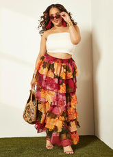Tiered Floral Maxi Skirt