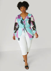 Tie Front Abstract Mesh Top
