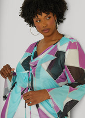 Tie Front Abstract Mesh Top