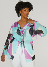 Tie Front Abstract Mesh Top