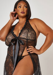Floral Lace Lingerie Gown Set