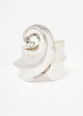 Swirl Silver Tone Hinge Cuff