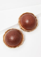 Wood Dome Stud Earrings