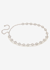 Faux Pearl And Crystal Chain Belt
