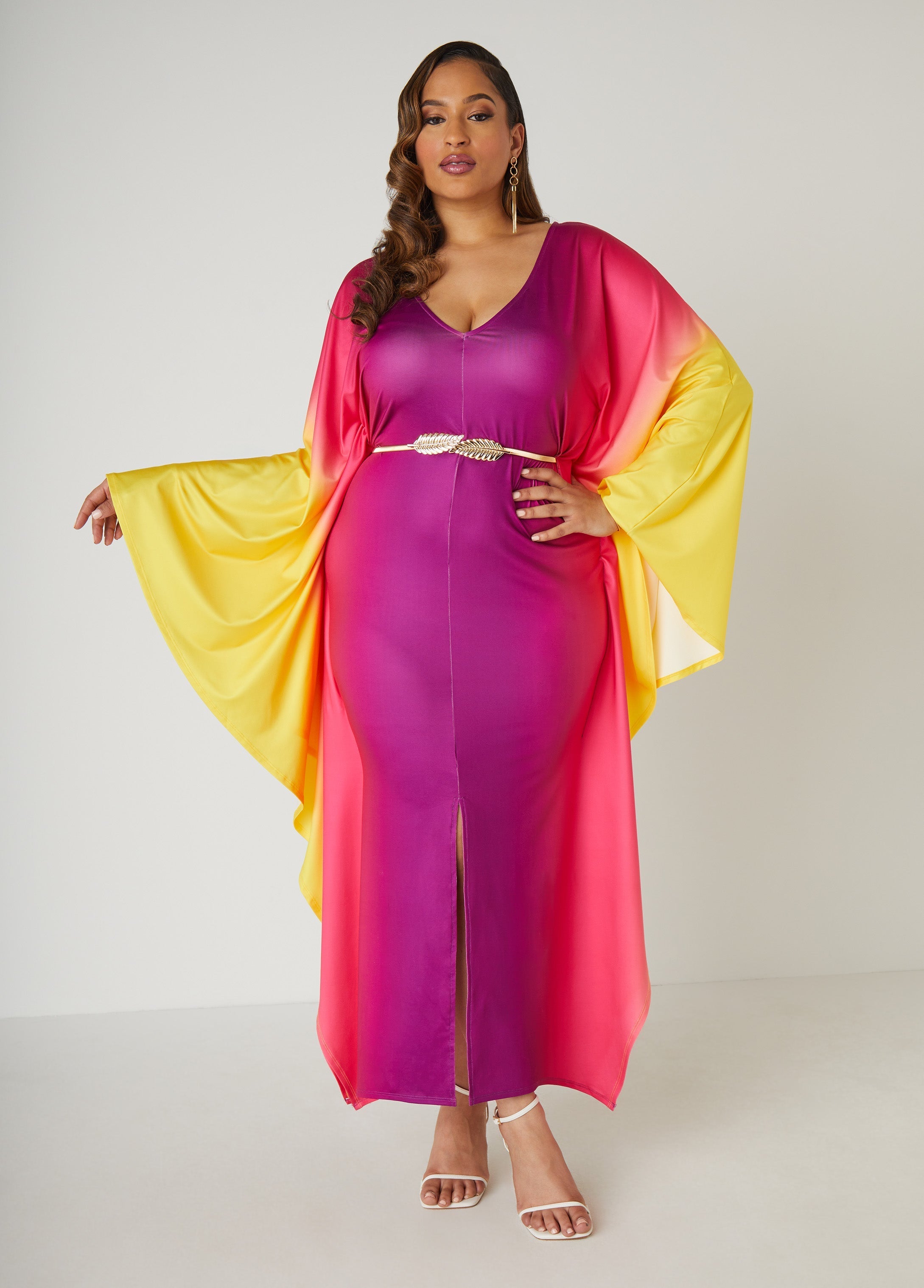 Belted Ombre Kaftan Dress