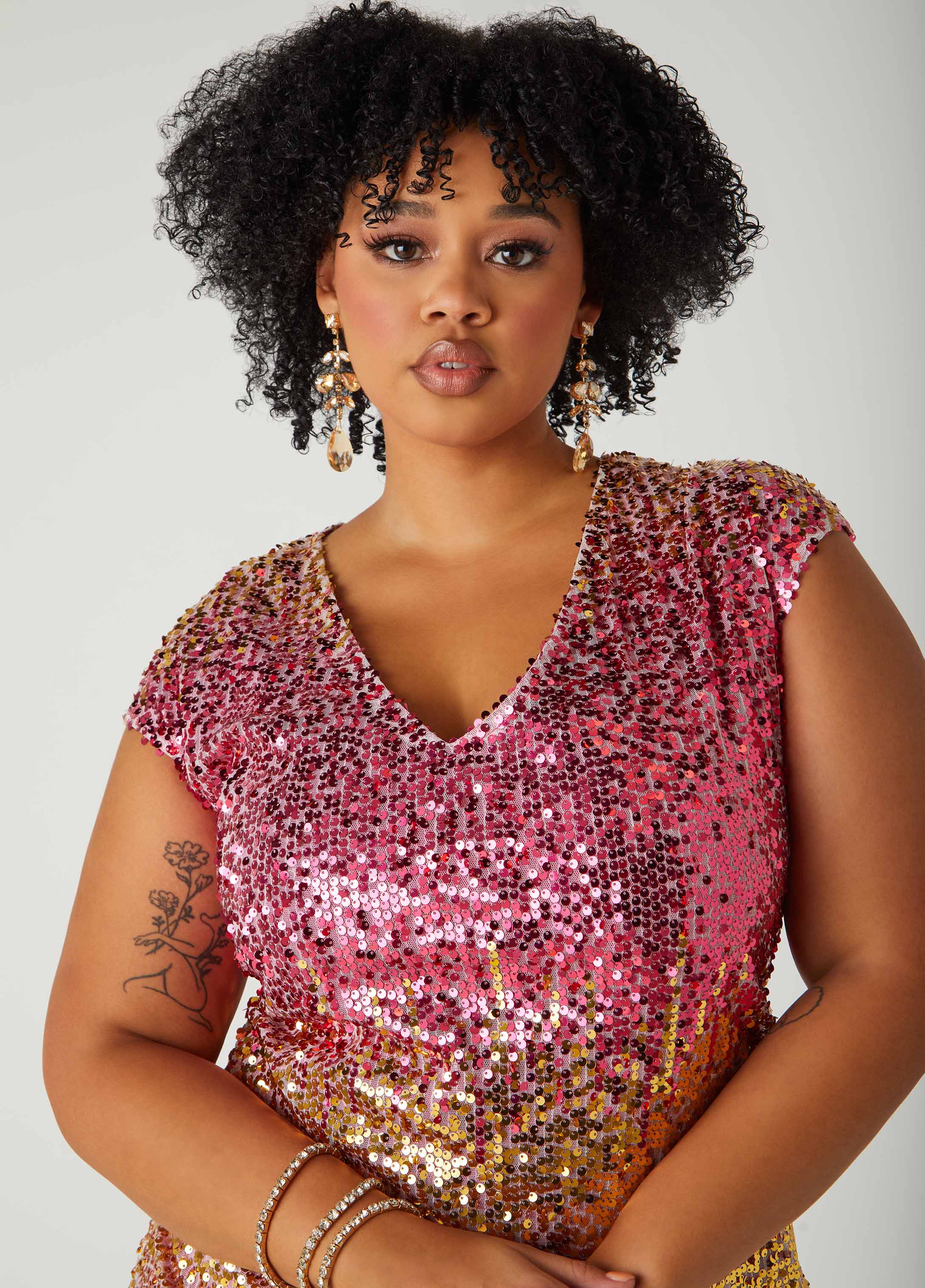 Ombre Sequin Shift Dress