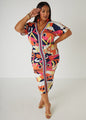 Abstract Print Midi Bodycon Dress