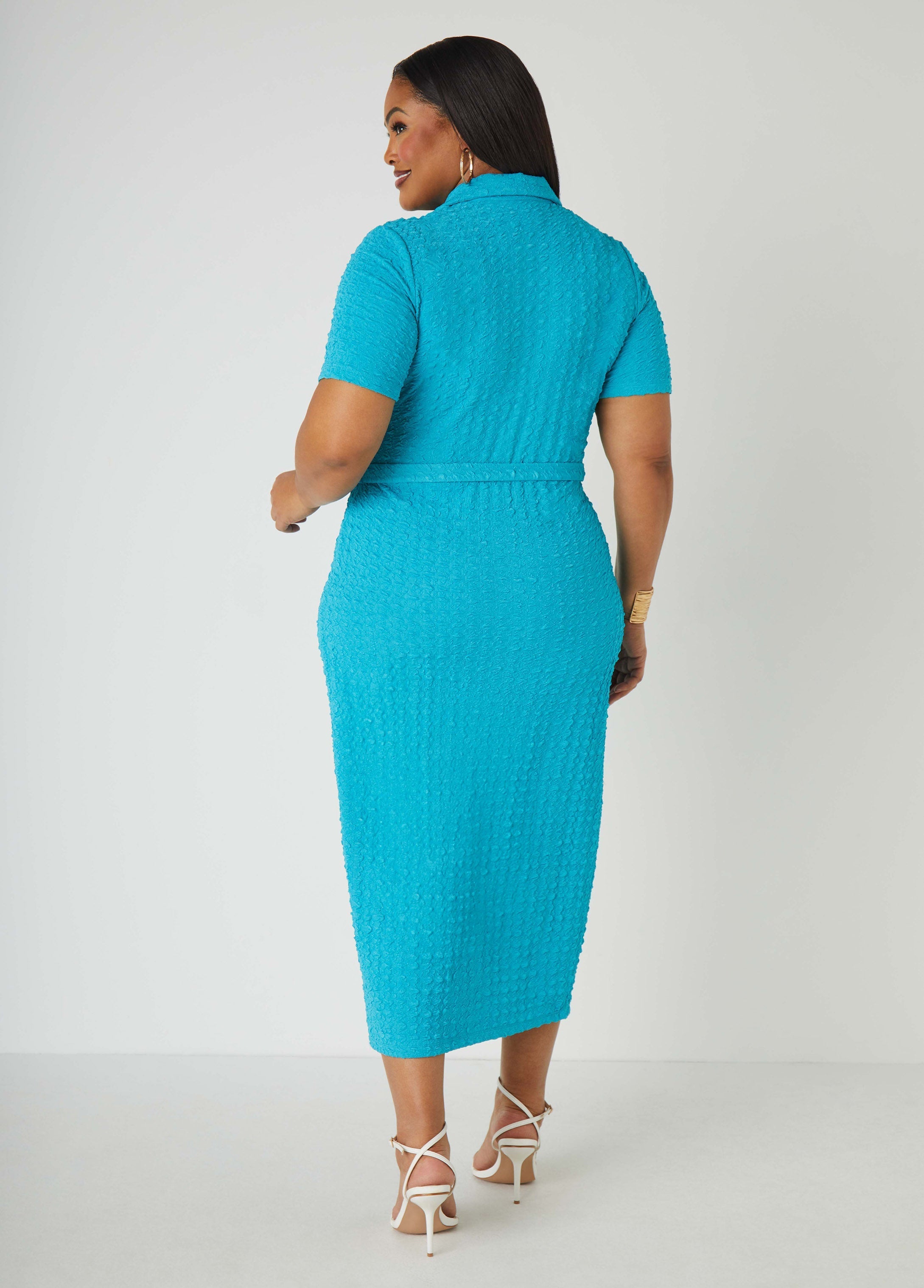 Textured Knit Midaxi Shirtdress