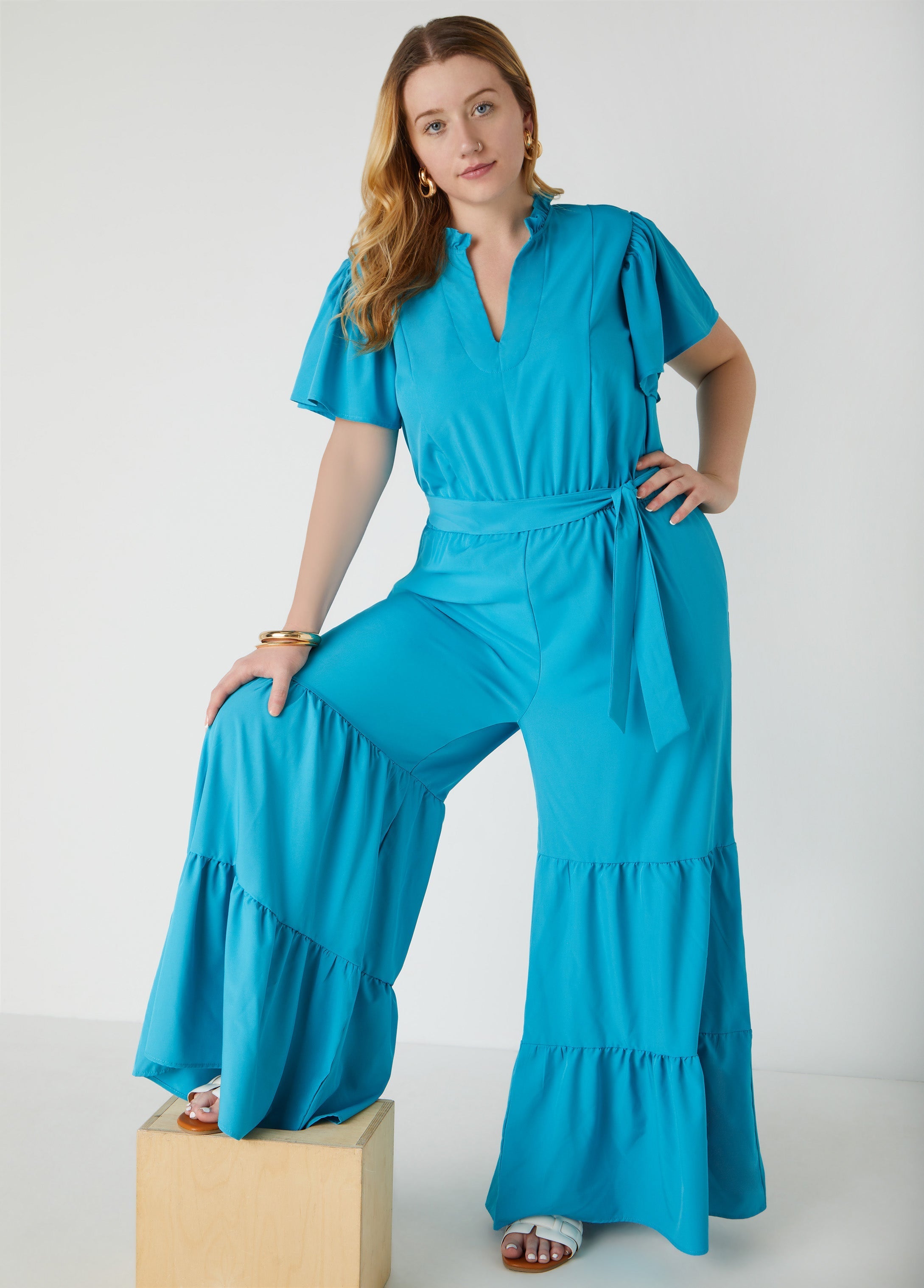 Ruffled Wide Leg Jumpsuit