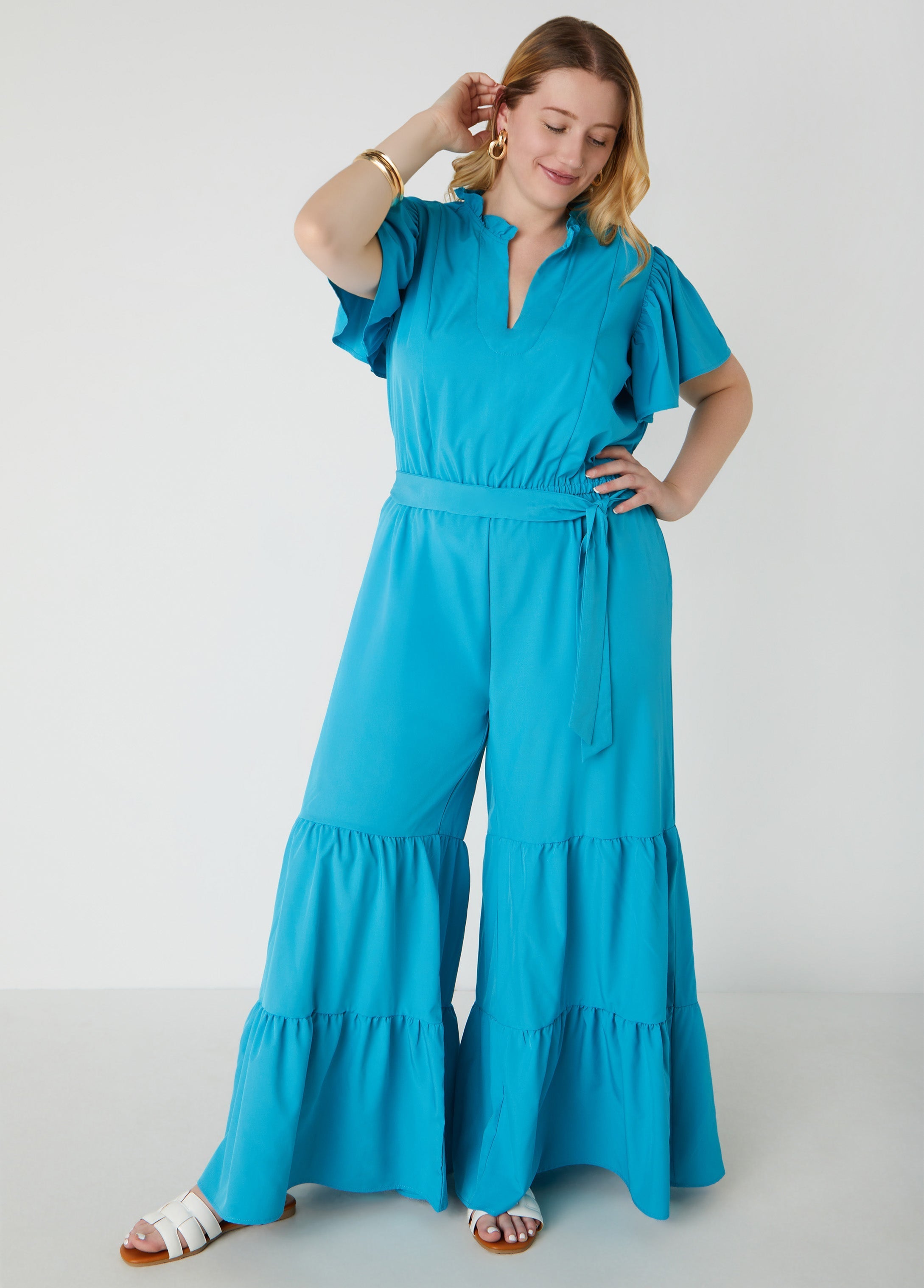 Ruffled Wide Leg Jumpsuit