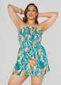 Strapless Tropical Print Romper