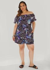 Off The Shoulder Geo Print Romper