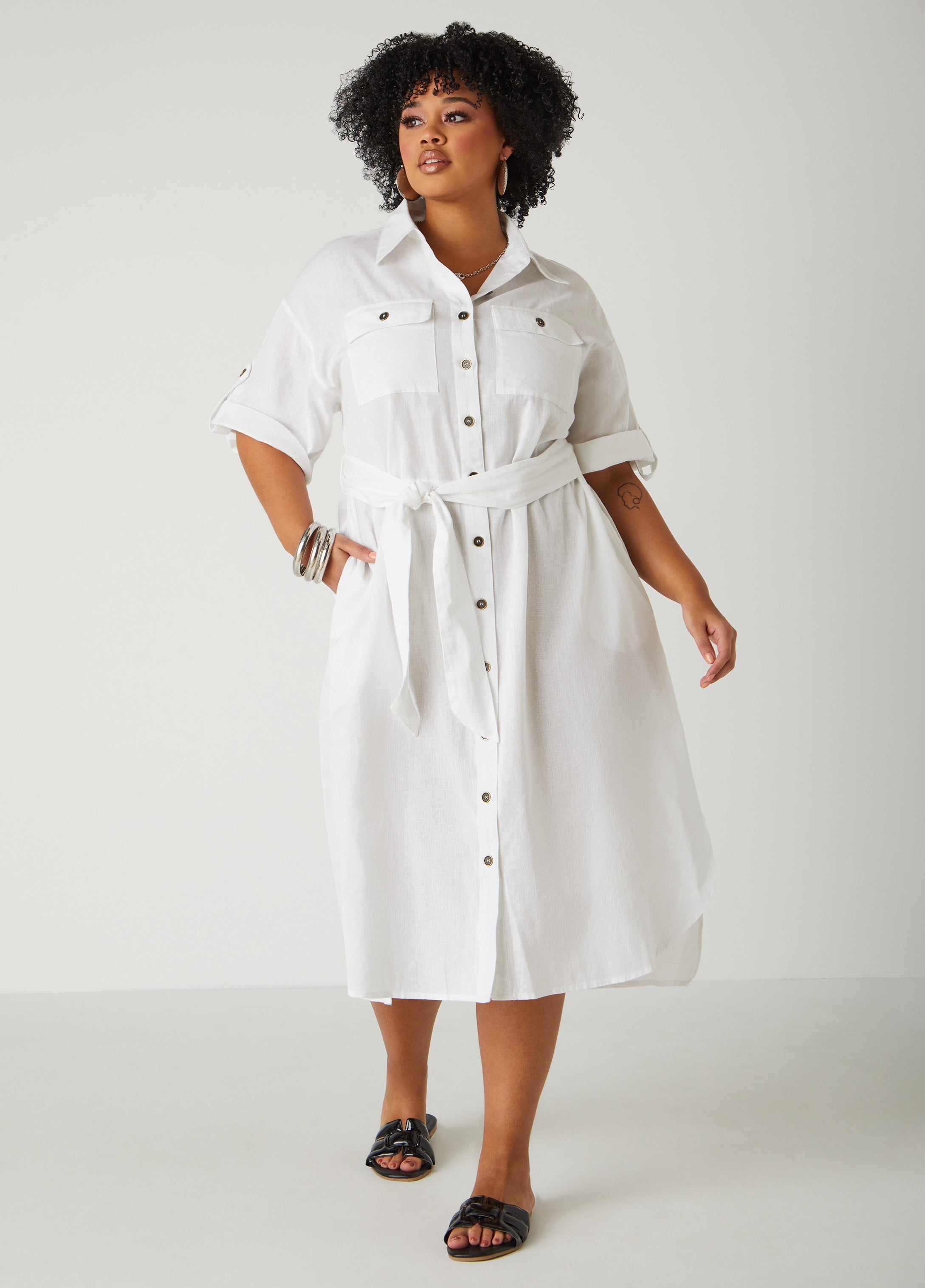 Linen Blend Shirtdress