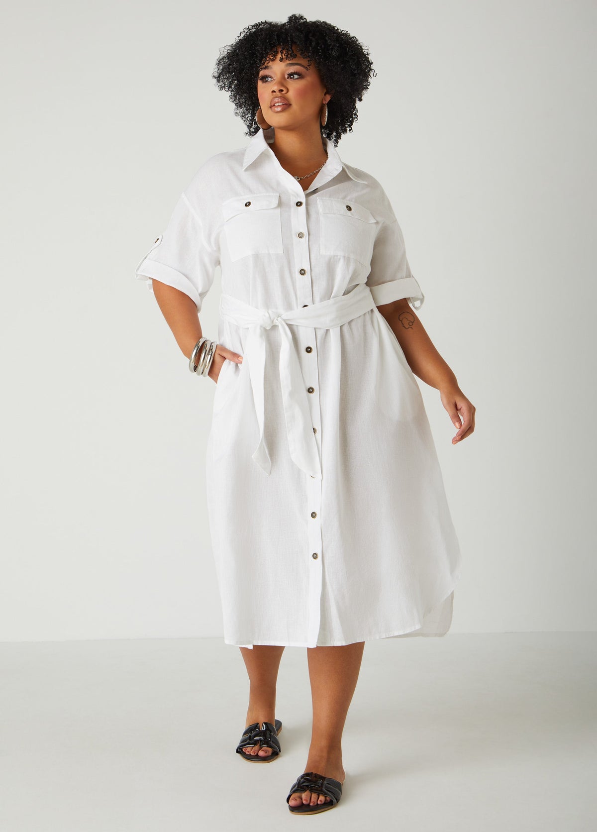 Linen Blend Shirtdress