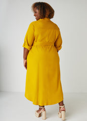 Belted Slub Woven Shirtdress