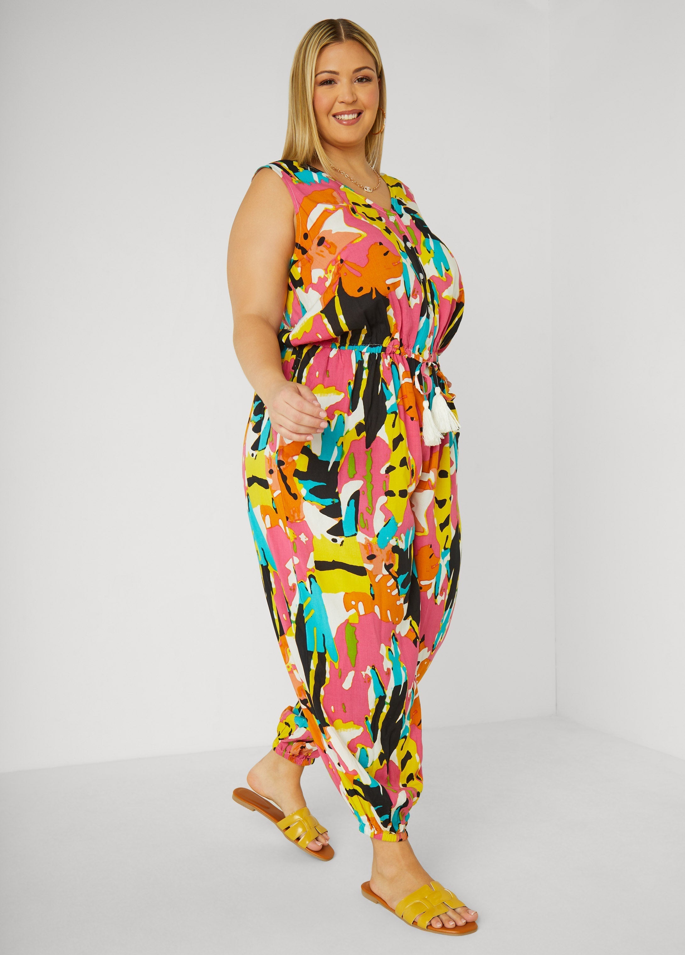 Abstract Print Joggers Jumpsuit