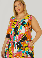 Abstract Print Joggers Jumpsuit