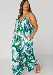 Swirl Print Wide Leg Jumpsuit