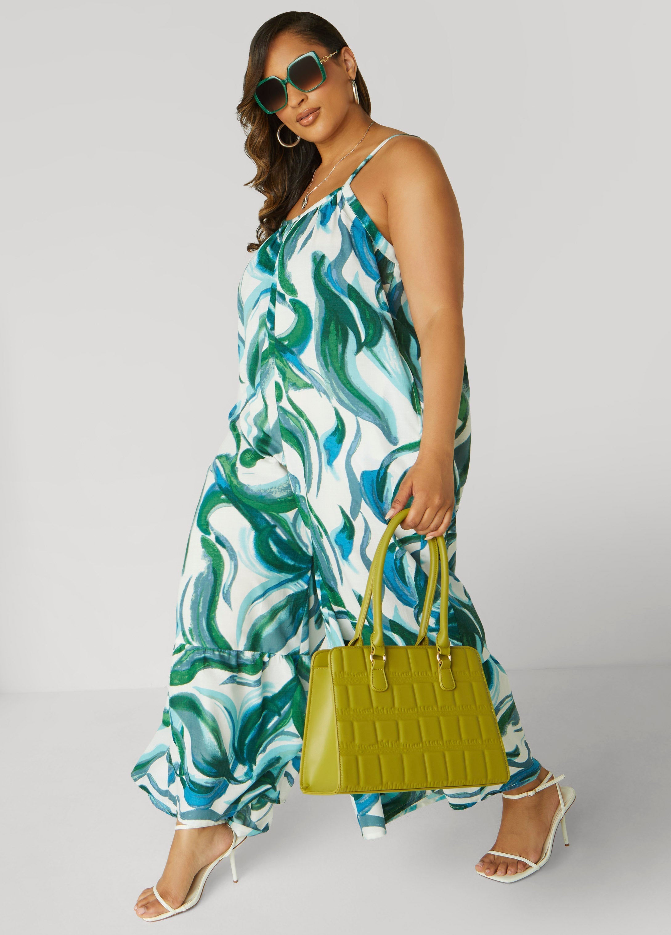 Swirl Print Wide Leg Jumpsuit
