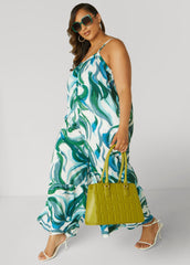 Swirl Print Wide Leg Jumpsuit