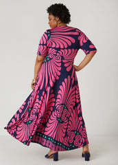 Printed Faux Wrap Maxi Dress