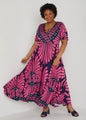 Printed Faux Wrap Maxi Dress