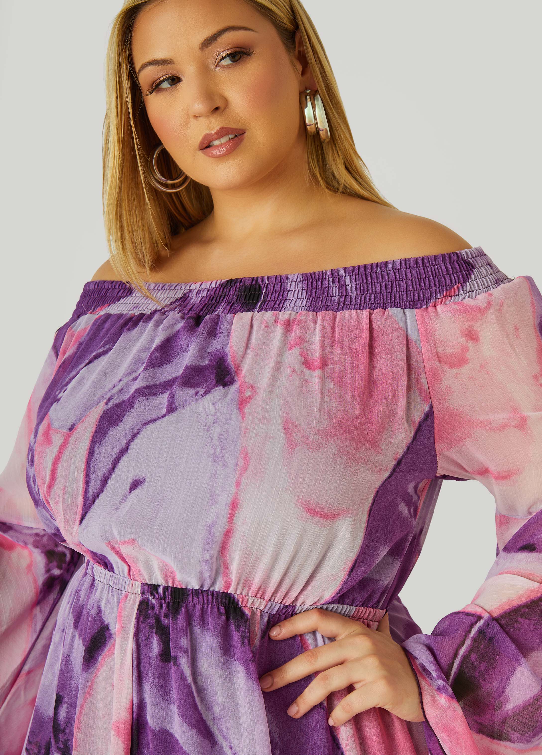 Off The Shoulder Watercolor Dress