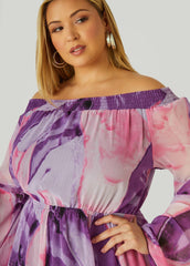 Off The Shoulder Watercolor Dress