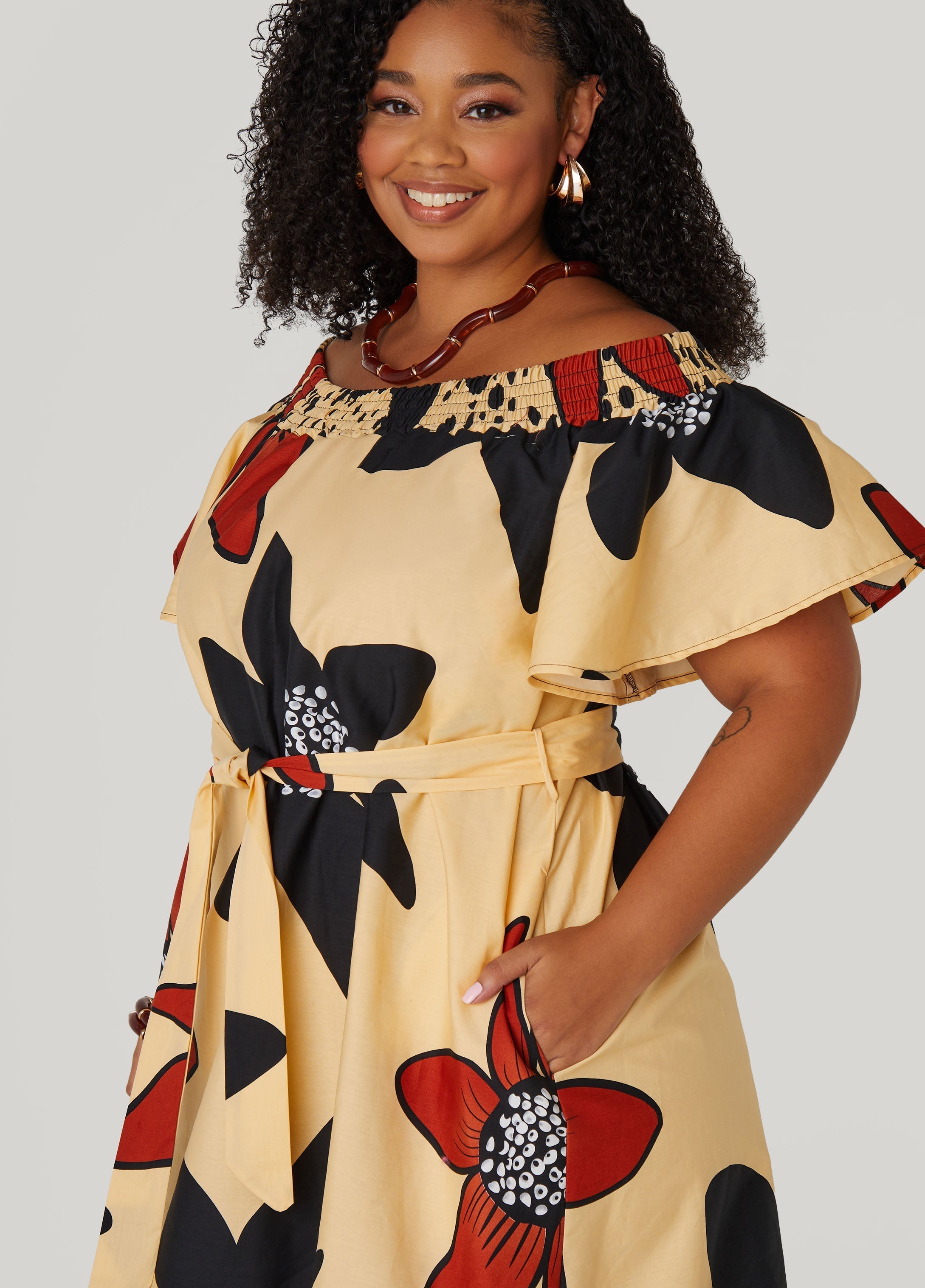 Floral Off The Shoulder Dress