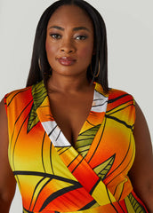 Tropical Faux Wrap Maxi Dress